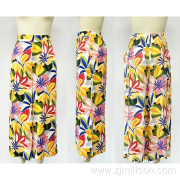 PRINTED WIDE LEG PANTS